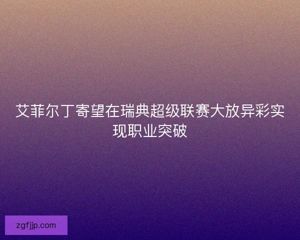 艾菲尔丁寄望在瑞典超级联赛大放异彩实现职业突破 艾菲尔丁寄望在瑞典超级联赛大放异彩实现职业突破